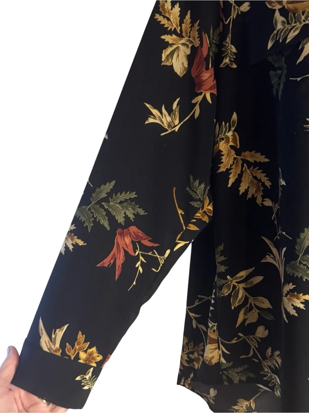 CJ Banks Black Floral Split- V-Neck Top PLUS: 1X #13 - Picture 4 of 9